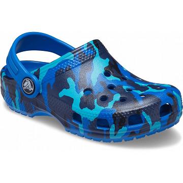 Zuecos Crocs Classic Printed Niño Azules | Mexico 1325NWYB